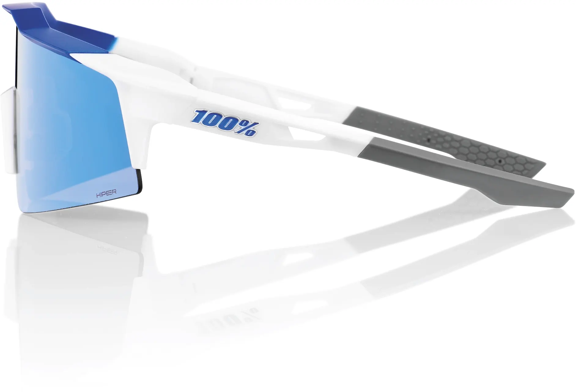 Beklædning - Cykelbriller - 100% SPEEDCRAFT SL - Matte White/Metallic Blue - HiPER Blue Multilayer Mirror Lens