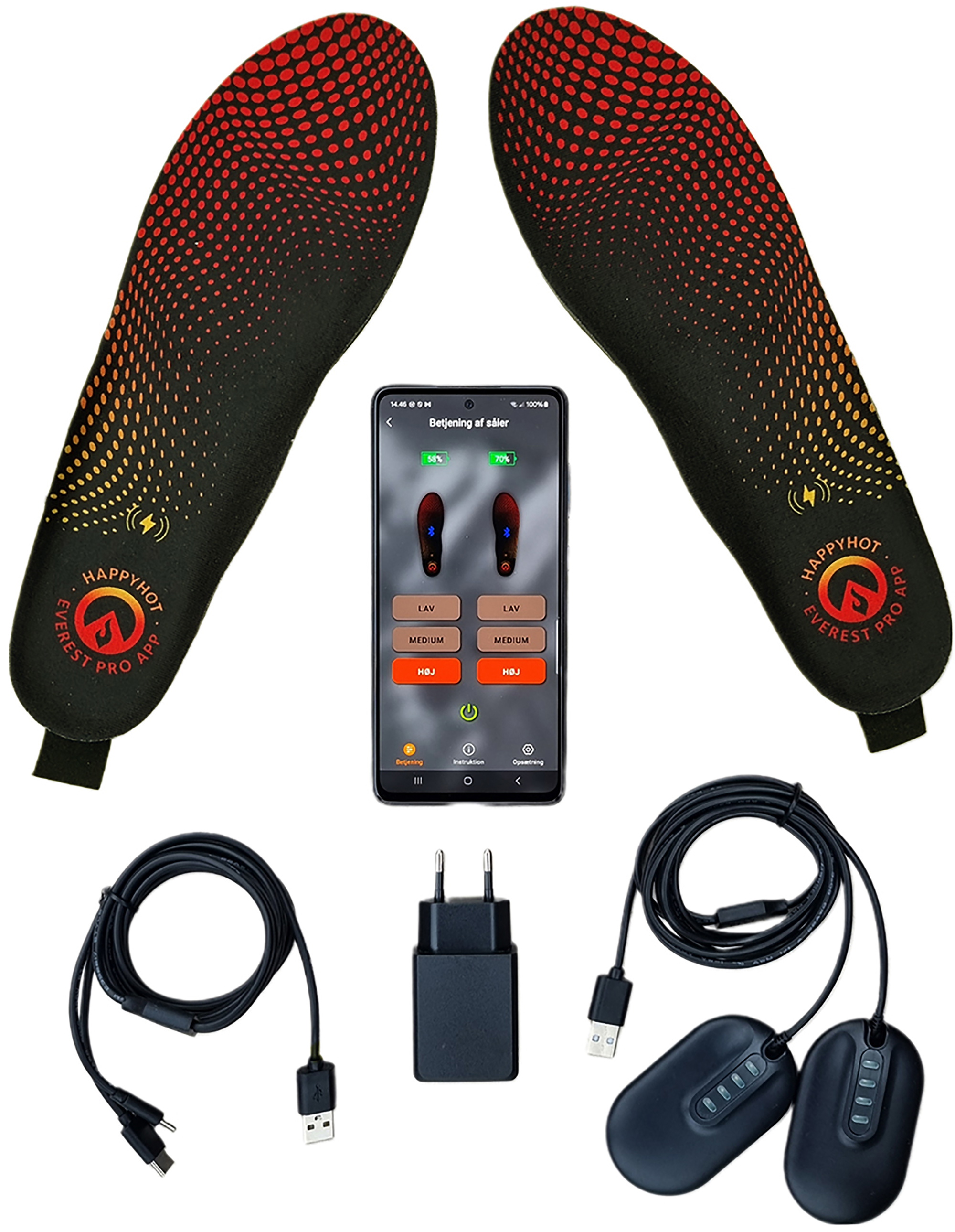 Beklædning - Cykelsko - Happyhot Varmesåler Everest m. App & Trådløs Opladning