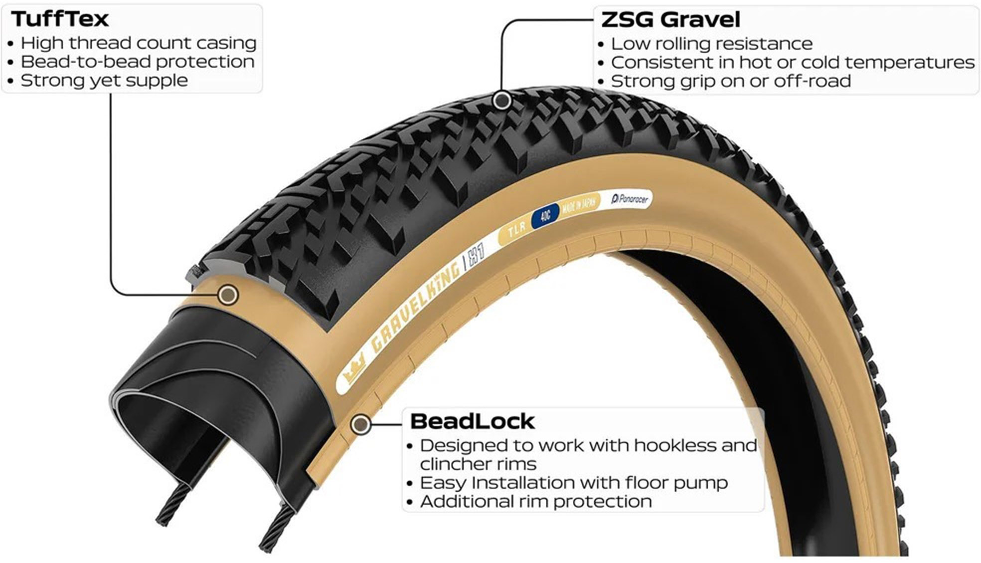 Reservedele - Cykeldæk - Panaracer GravelKing X1 Foldedæk 700x35c/45c - Sort/Sort