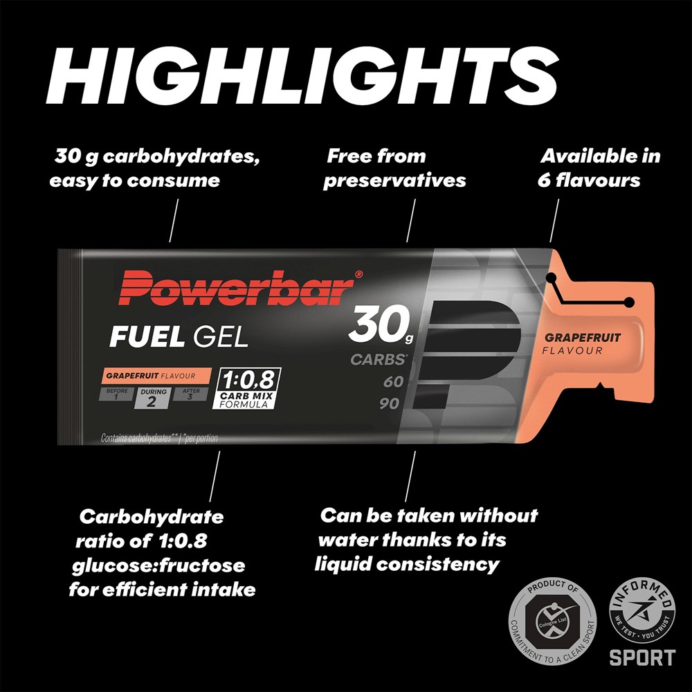 Tilbehør - Energiprodukter - Powerbar Black Line Fuel Gel 30 50ml - Grapefruit