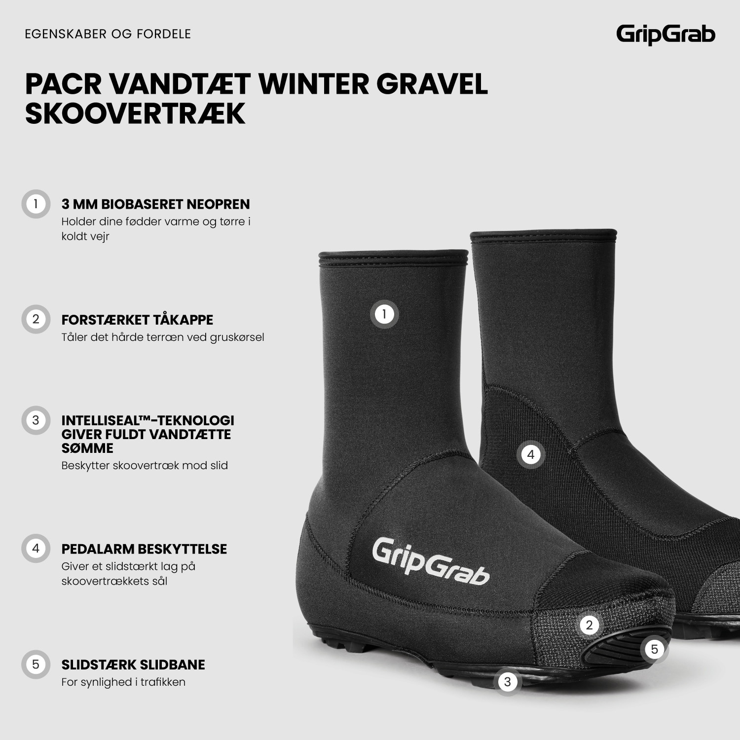 Beklædning - Skoovertræk - GripGrab PACR Vandtæt Winter Gravel Skoovertræk - Black