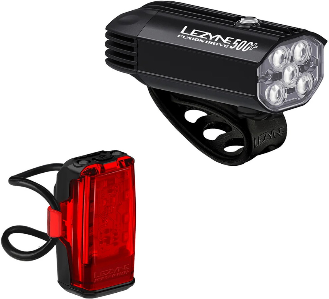 Lezyne Fusion Drive 500+ / KTV Drive Pro+ Lygtesæt 500/150 lumen - Black