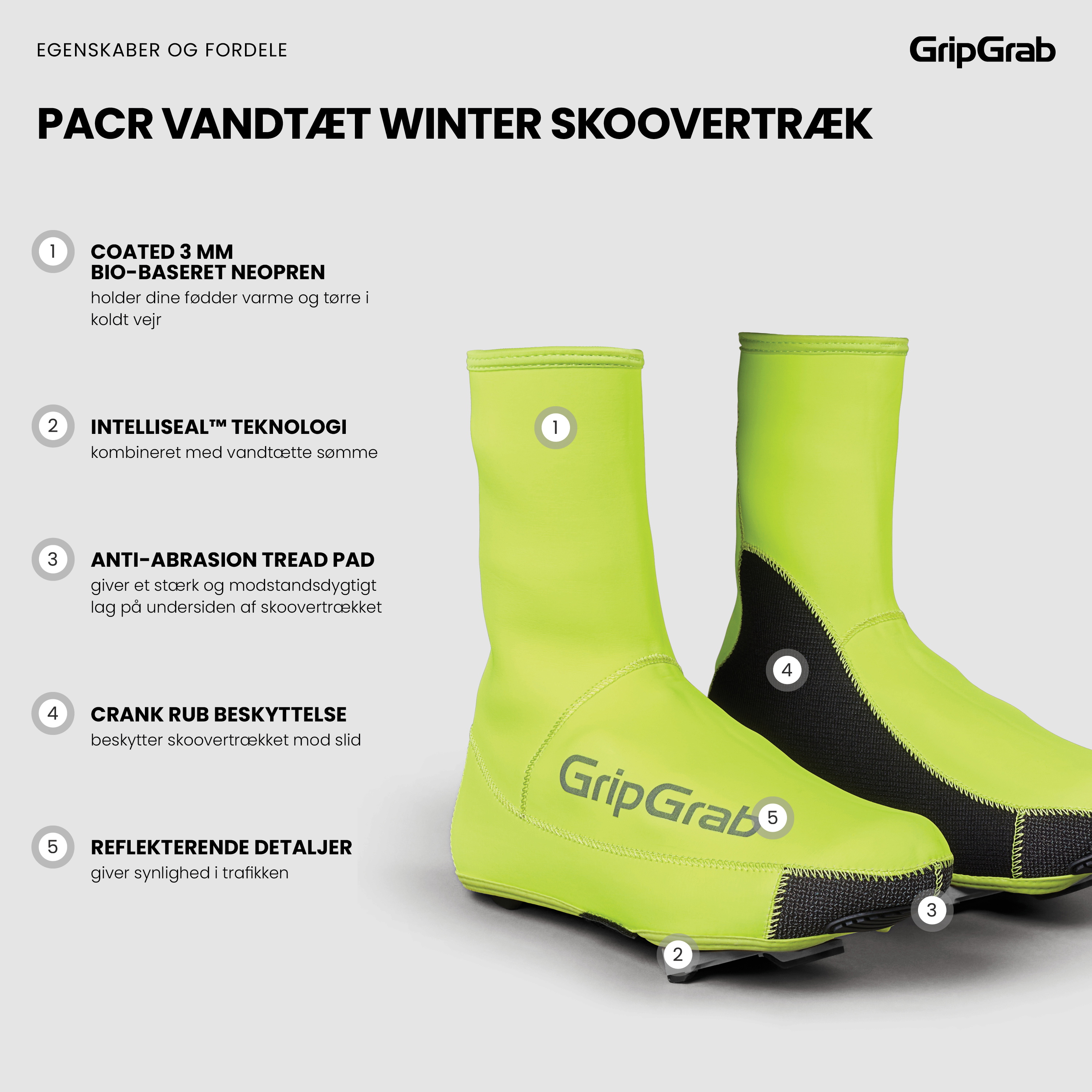 Beklædning - Skoovertræk - GripGrab PACR Vandtæt Winter Skoovertræk - Yellow Hi-Vis