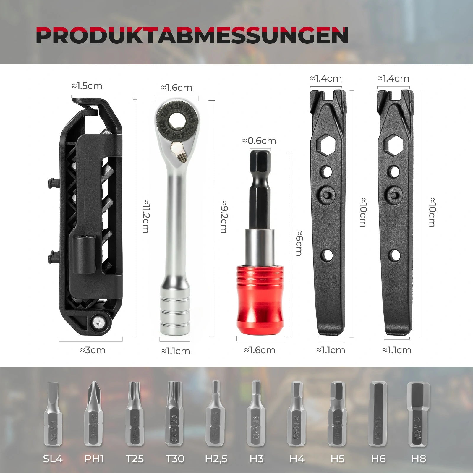 Tilbehør - Værktøj - RockBros Multitool 10-i-1 m. Dækjern