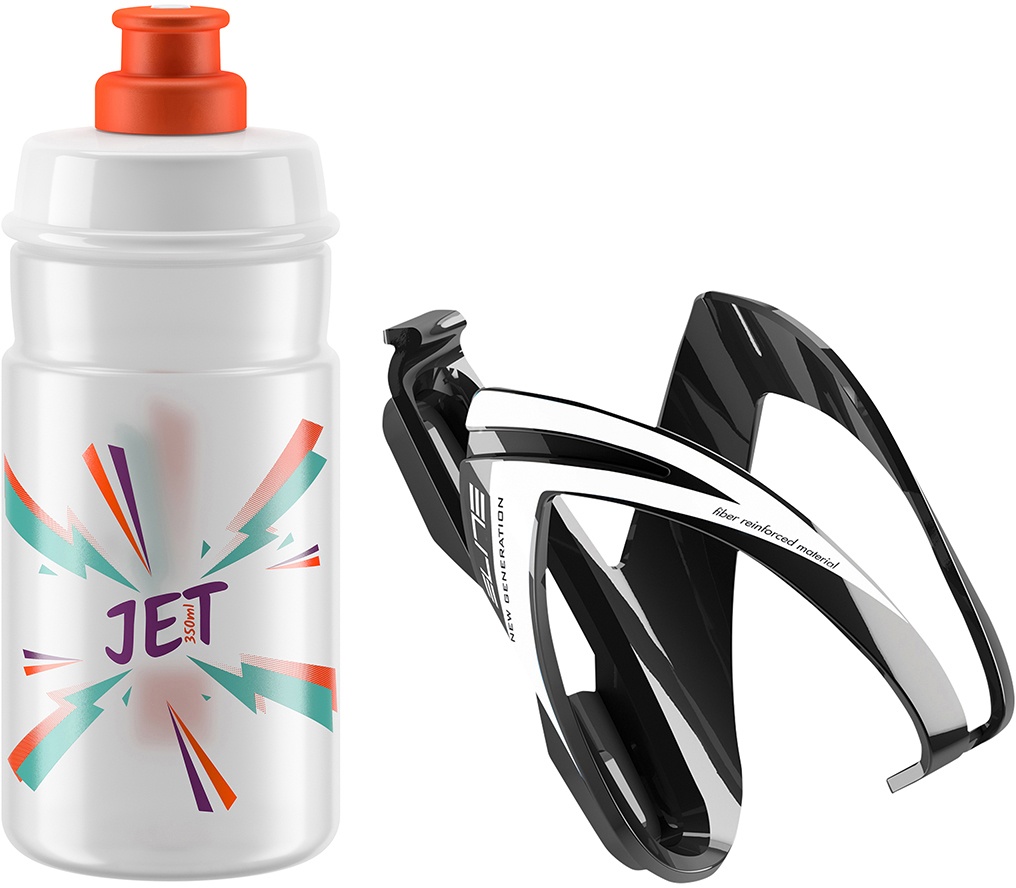 Tilbehør - Flaskeholdere - Elite Kit CEO Black Glossy + JET Drikkedunk - 350ml - Orange