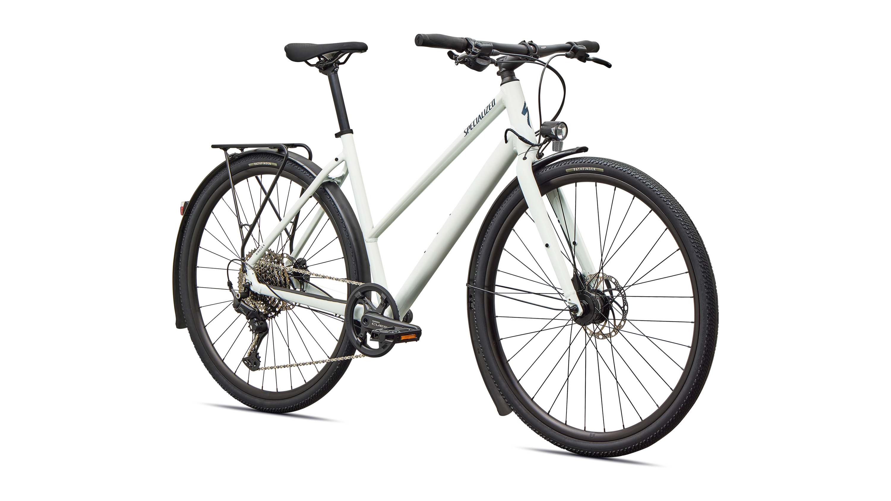 Cykler - Damecykler - Specialized Sirrus X 3.0 Step-Through EQ 2027 - Gloss Metallic White Silver / Metallic Deep