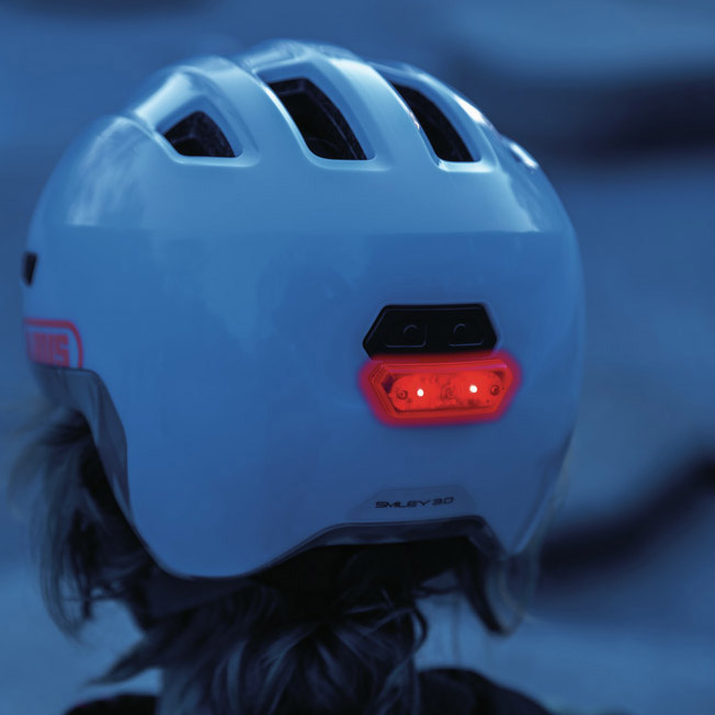 Beklædning - Cykelhjelme - Abus Smiley 3.0 ACE m. LED lys - Lilla/Lyserød (DK)