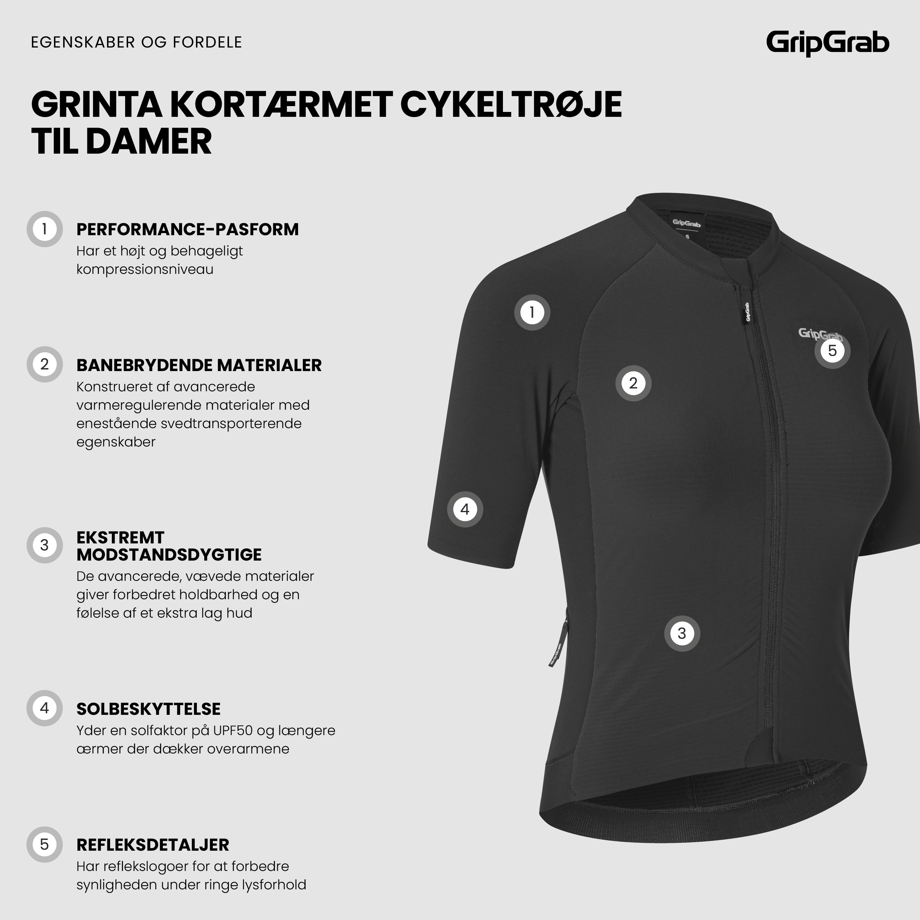 Beklædning - Cykeltrøjer - GripGrab Women's Grinta SS Jersey - Black