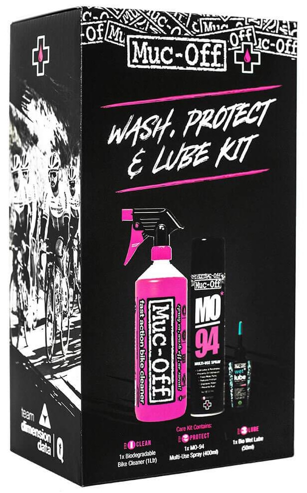 Se Muc-Off Wash, Protect and Wet Lube Kit (Vask, Olie & Beskyttelse) hos Cykelexperten.dk