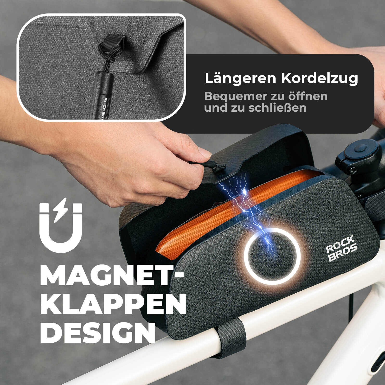 Tilbehør - Cykeltasker - RockBros Magnetisk Overrørstaske - Black