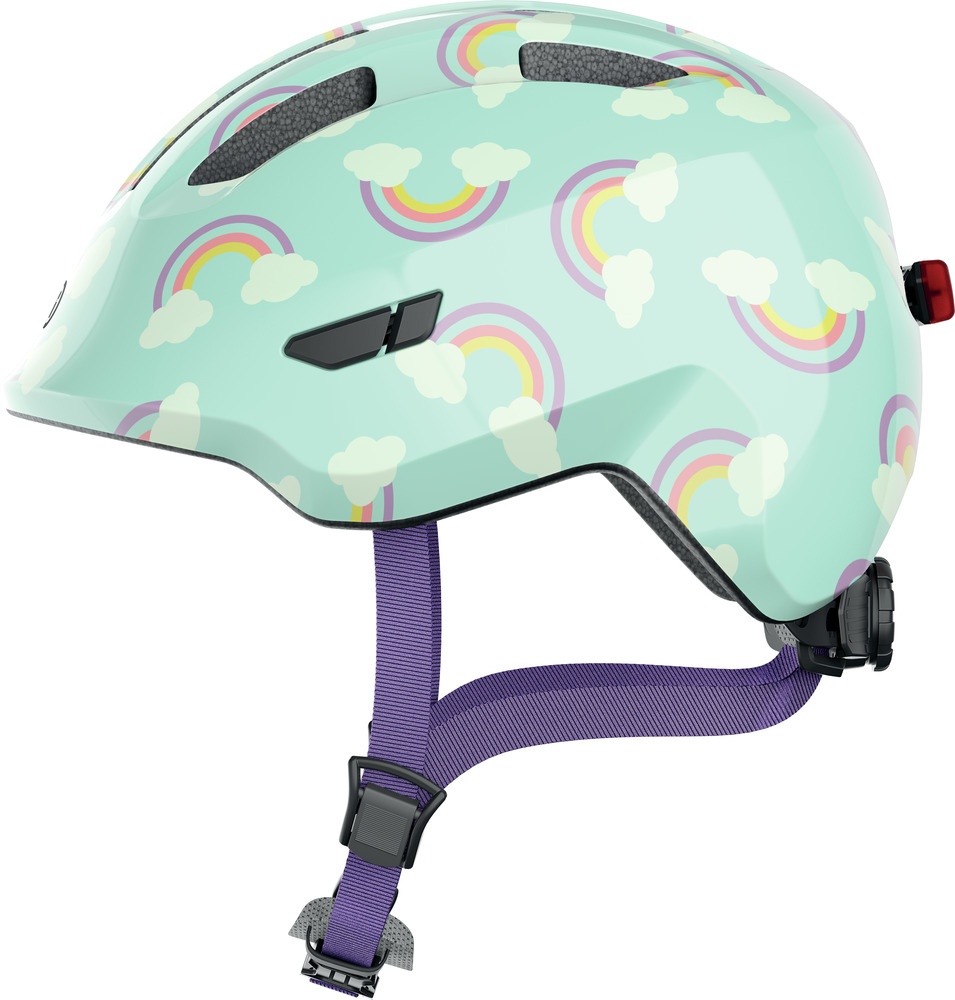 Se Abus Smiley 3.0 LED - Cykelhjelm til børn - Blue rainbow - Str. S hos Cykelexperten.dk
