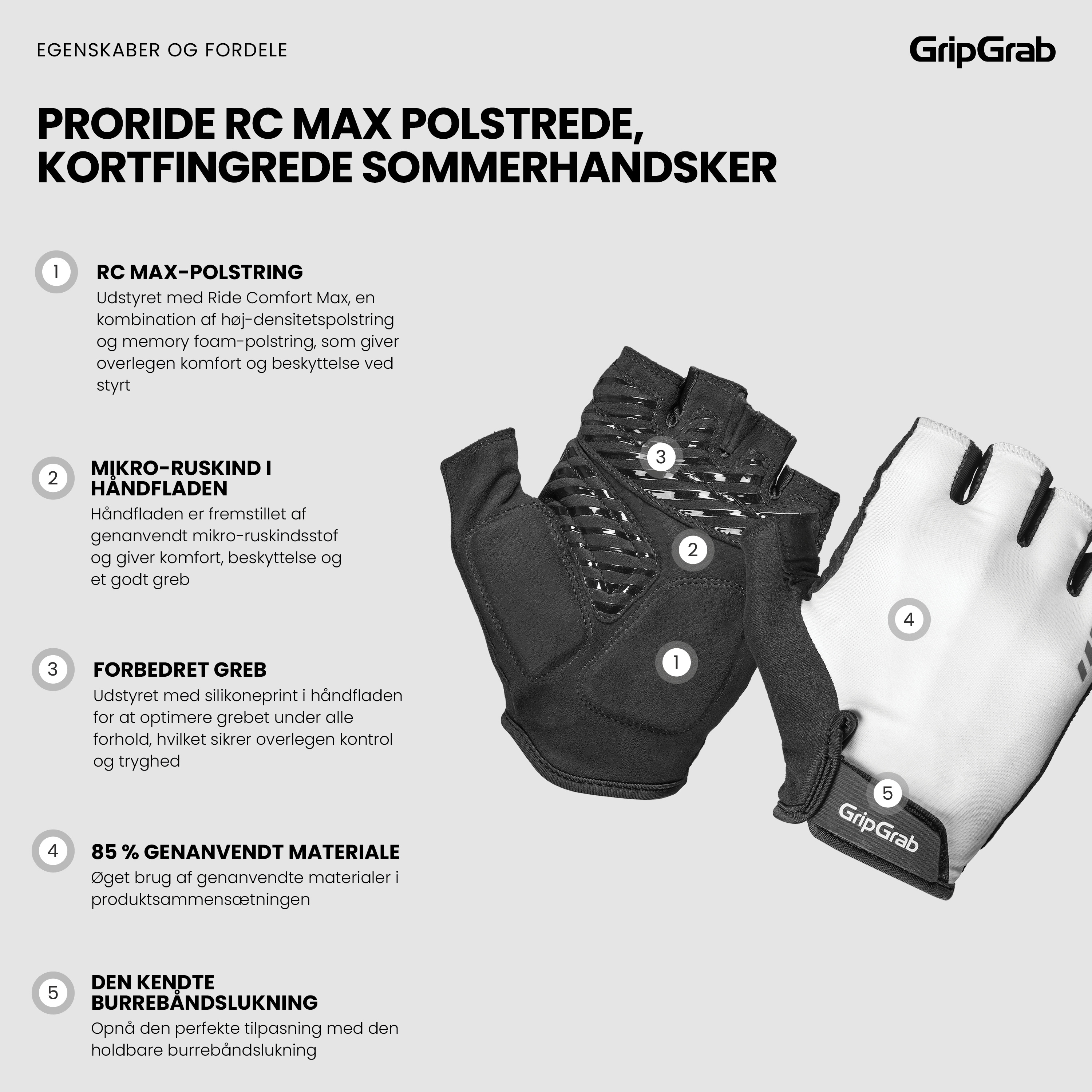 Beklædning - Cykelhandsker - GripGrab ProRide RC Max Cykelhandske - White