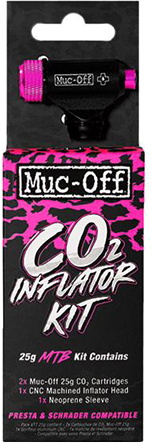 Se Muc-Off Co2 Pump - MTB inflator kit - PV/SV - Inkl. 2x25 gram patroner hos Cykelexperten.dk