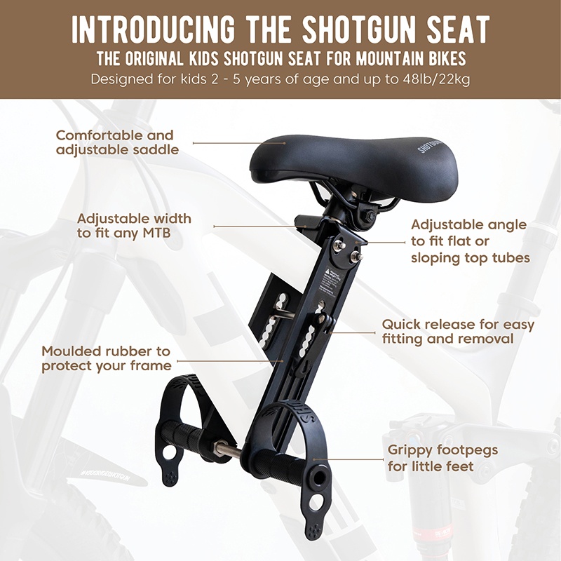 Tilbehør - Cykelstole - Shotgun Barnesæde til MTB stel (2-5 år)