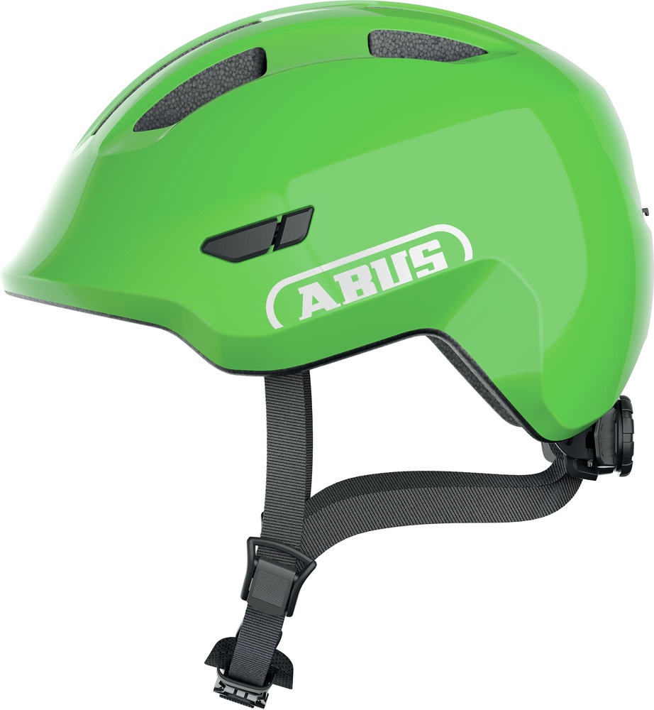 Se Abus Smiley 3.0 shiny green - børne cykelhjelm hos Cykelexperten.dk