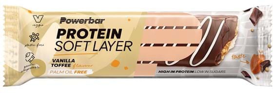 Se PowerBar Protein Soft Layer Bar - Vanilla Toffee - 40g hos Cykelexperten.dk