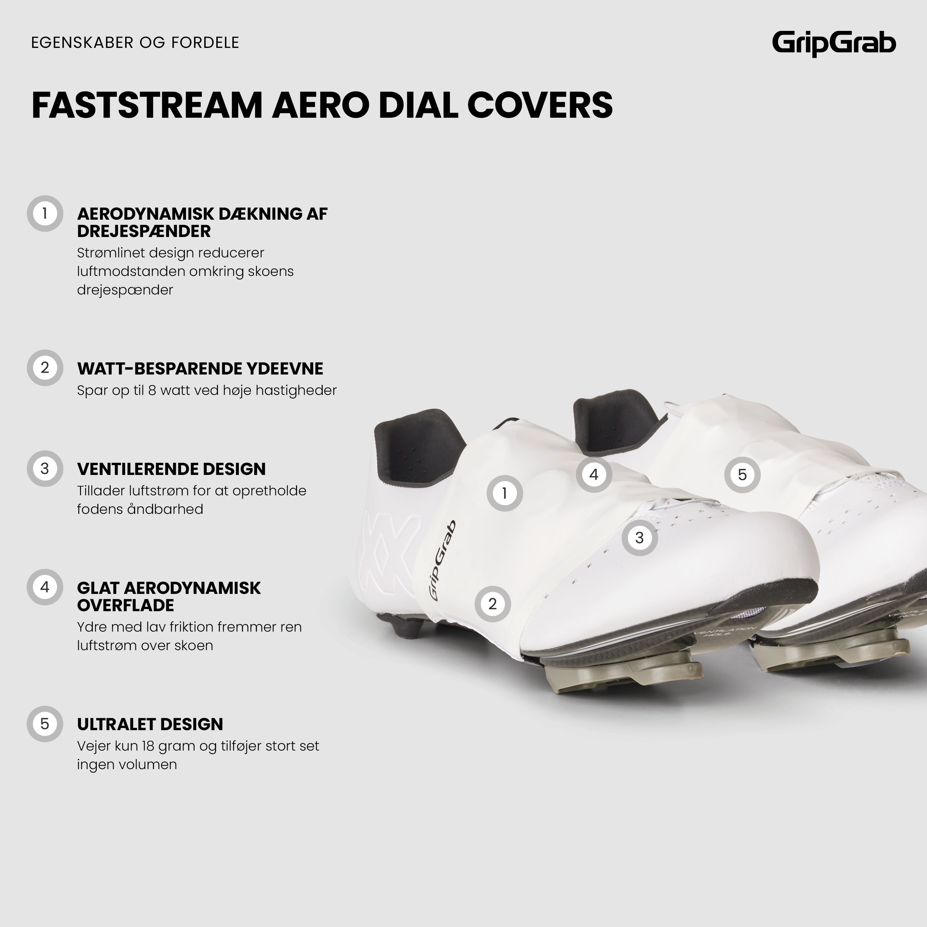 Beklædning - Skoovertræk - GripGrab Faststream Aero Dial Covers - White