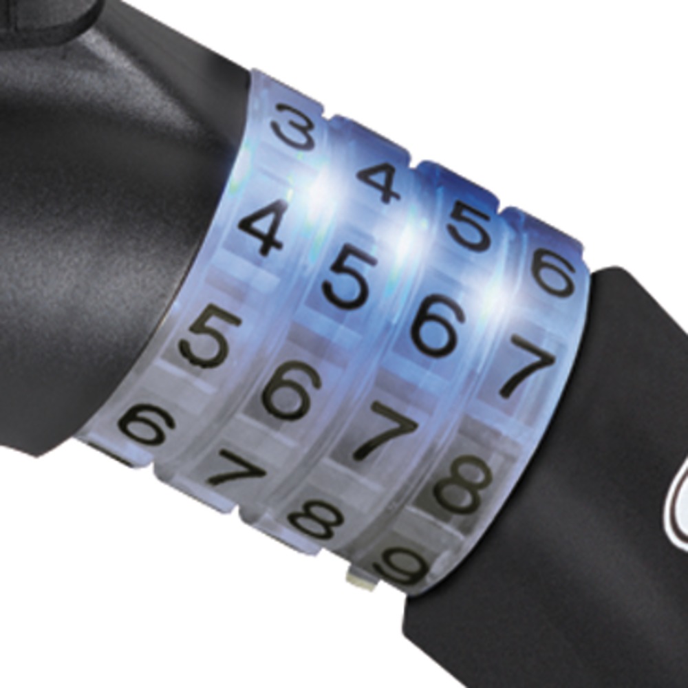 Tilbehør - Cykellås - Kædelås - Abus Steel-O-Flex 1460 Raydo Pro m/ TexKF og LED-lys - Sort