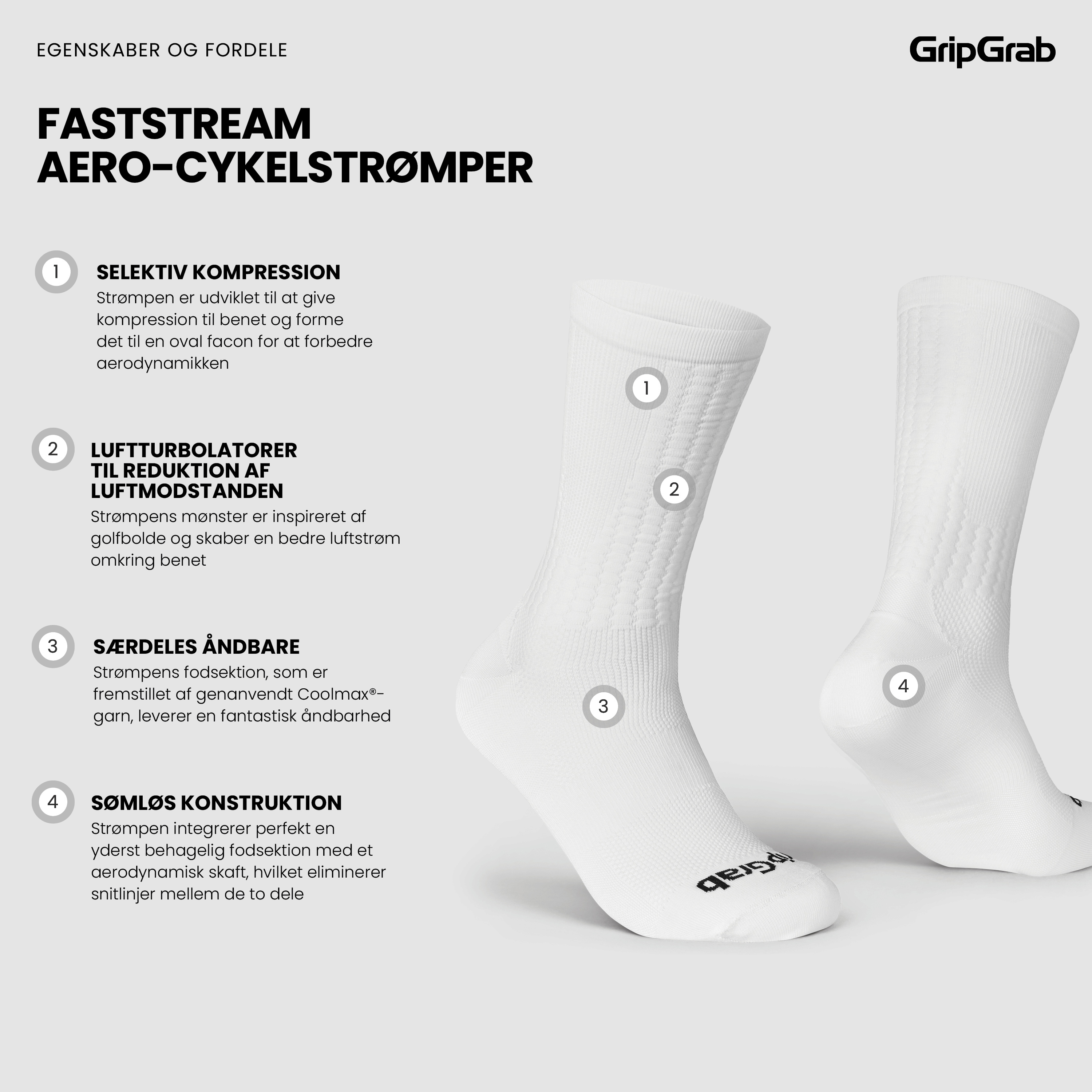 Beklædning - Sokker - GripGrab Faststream Aero Sokker - White