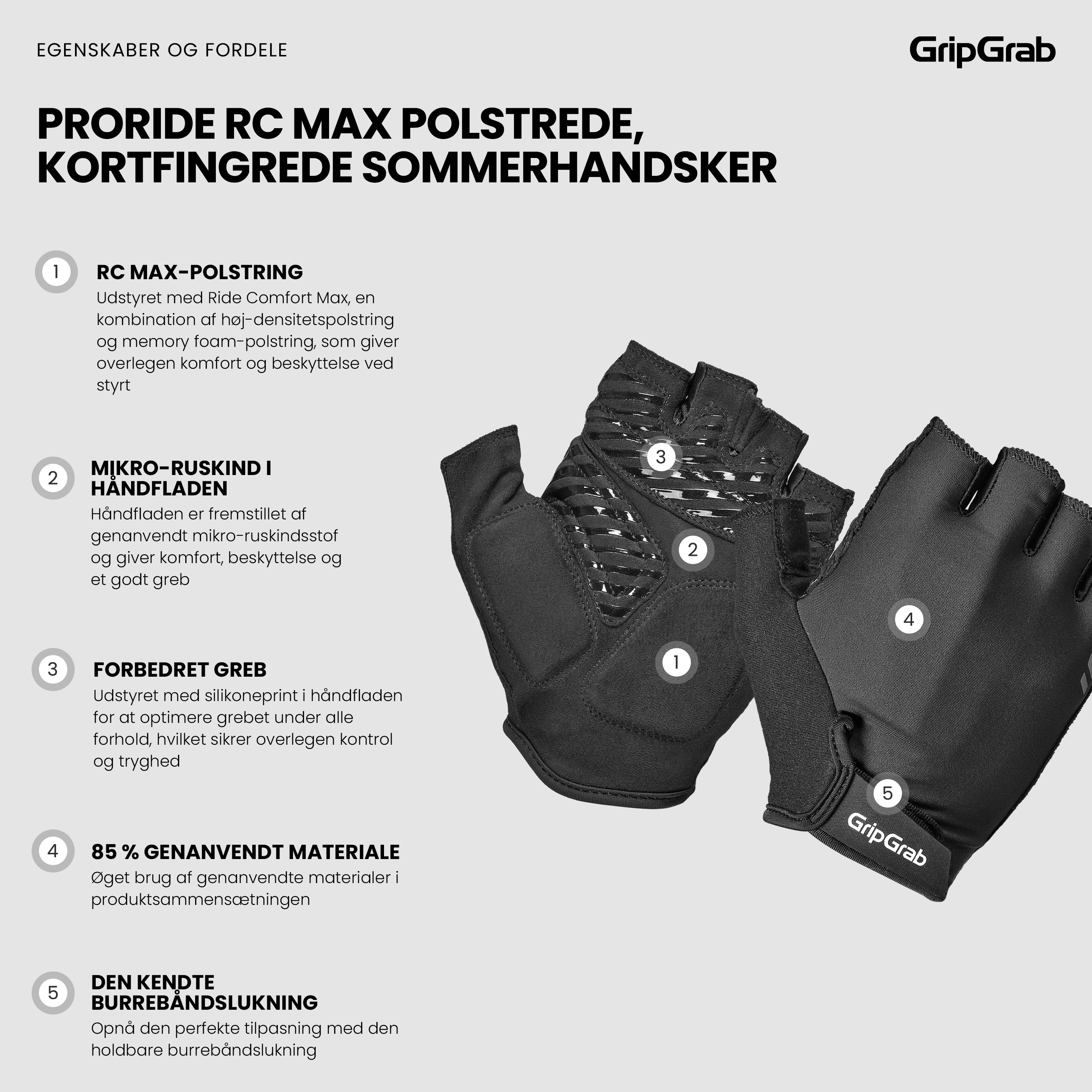 Beklædning - Cykelhandsker - GripGrab ProRide RC Max Cykelhandske - Black