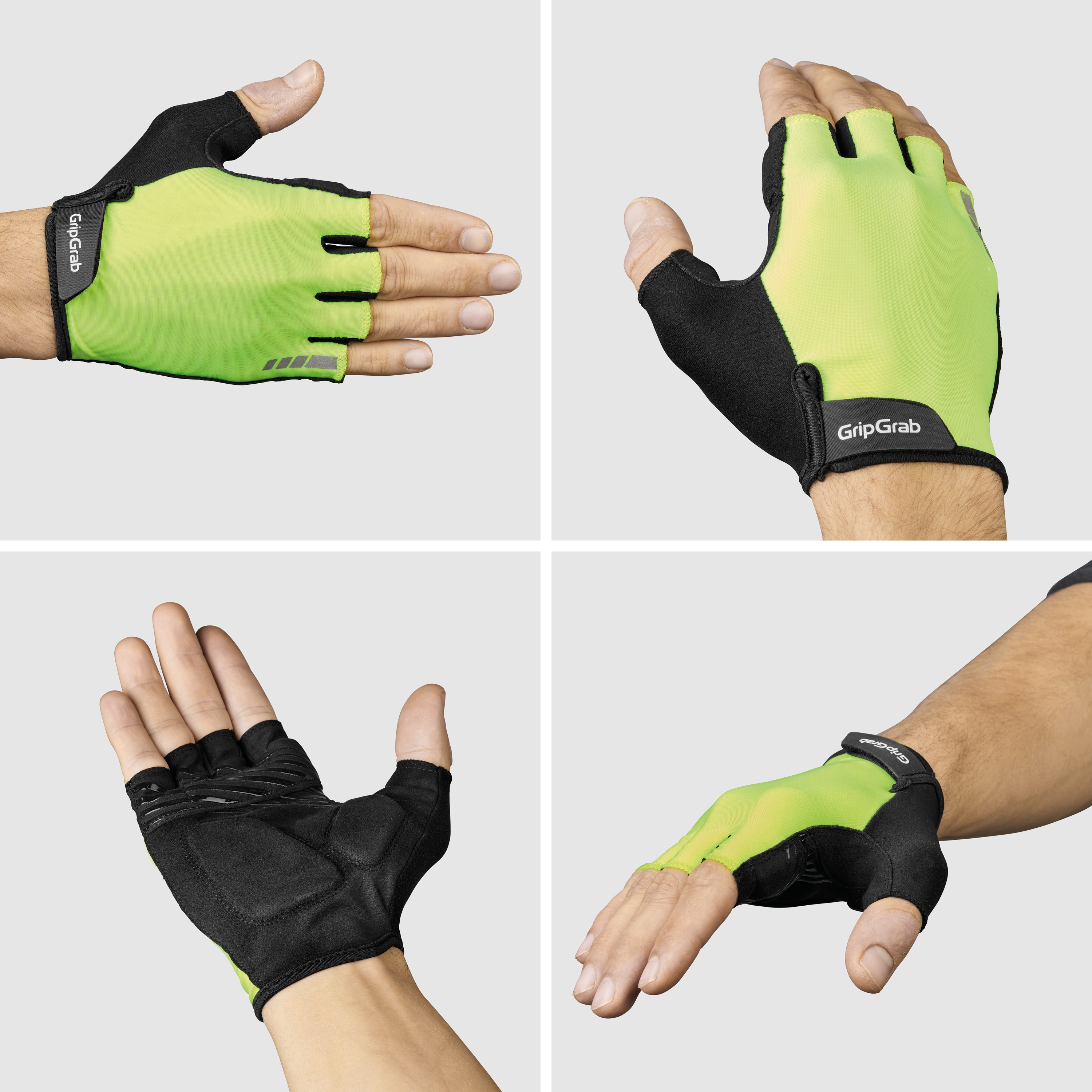 Beklædning - Cykelhandsker - GripGrab RIDE Polstret Kortfingret Sommerhandsker - Yellow Hi-Vis