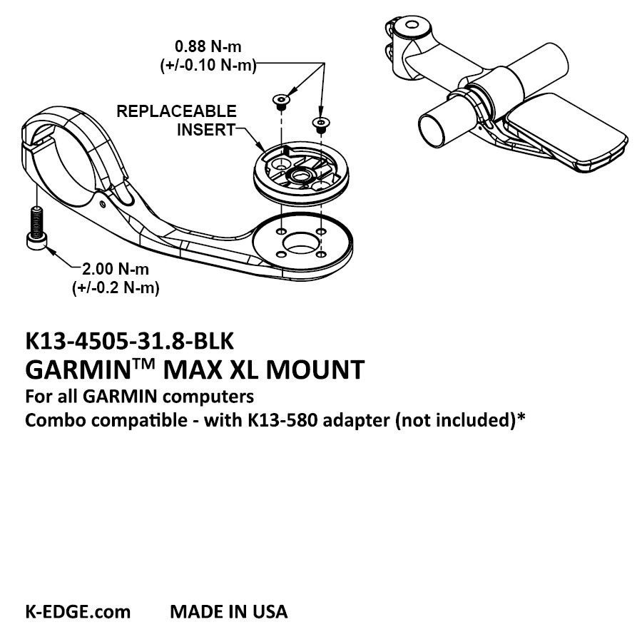 Tilbehør - Cykelcomputer & GPS - K-EDGE Garmin Max XL Mount