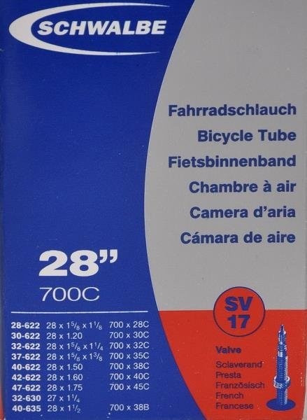 Billede af Schwalbe slange 28 x 28c-45c ventil SV17 hos Cykelexperten.dk