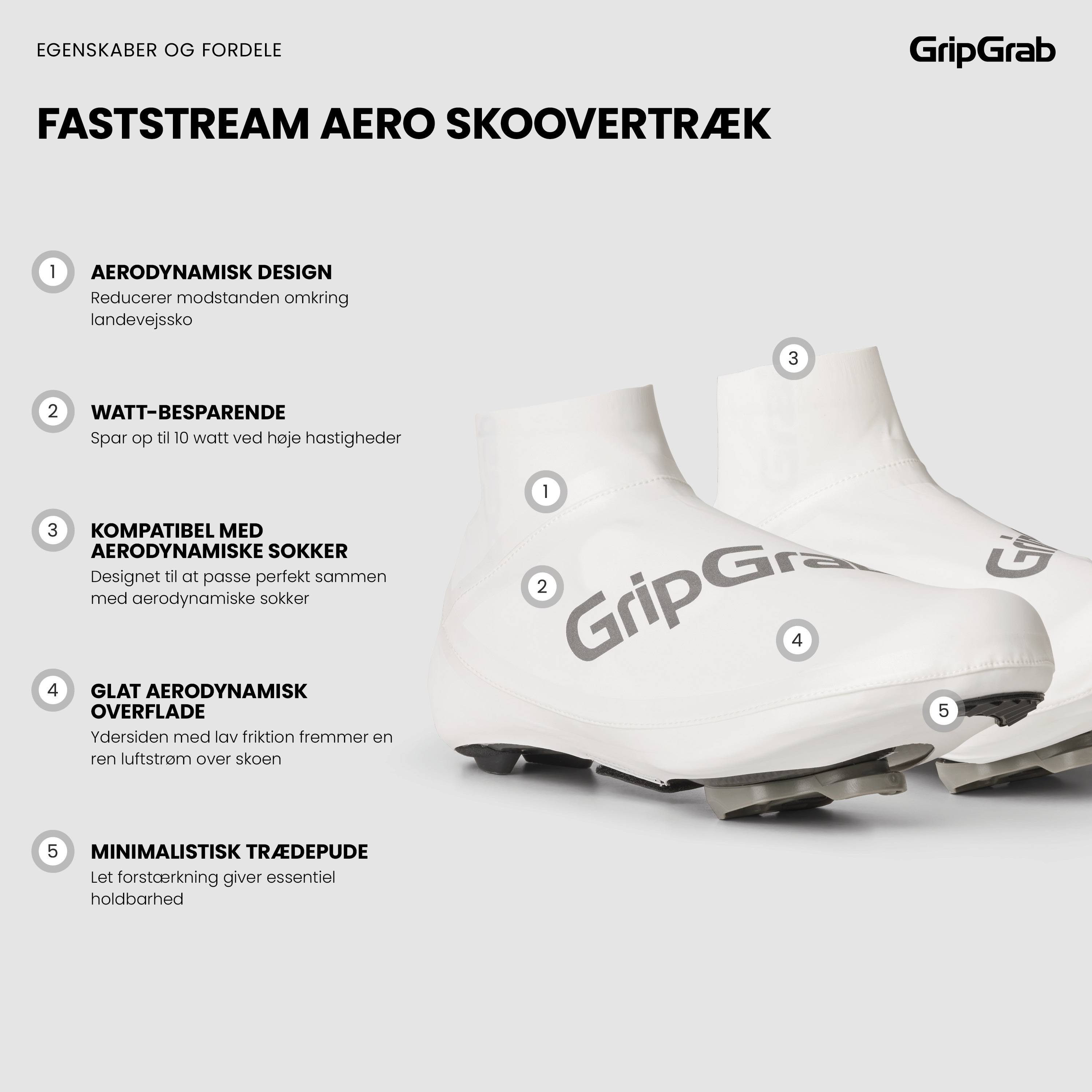 Beklædning - Skoovertræk - GripGrab Faststream Aero Skoovertræk - White