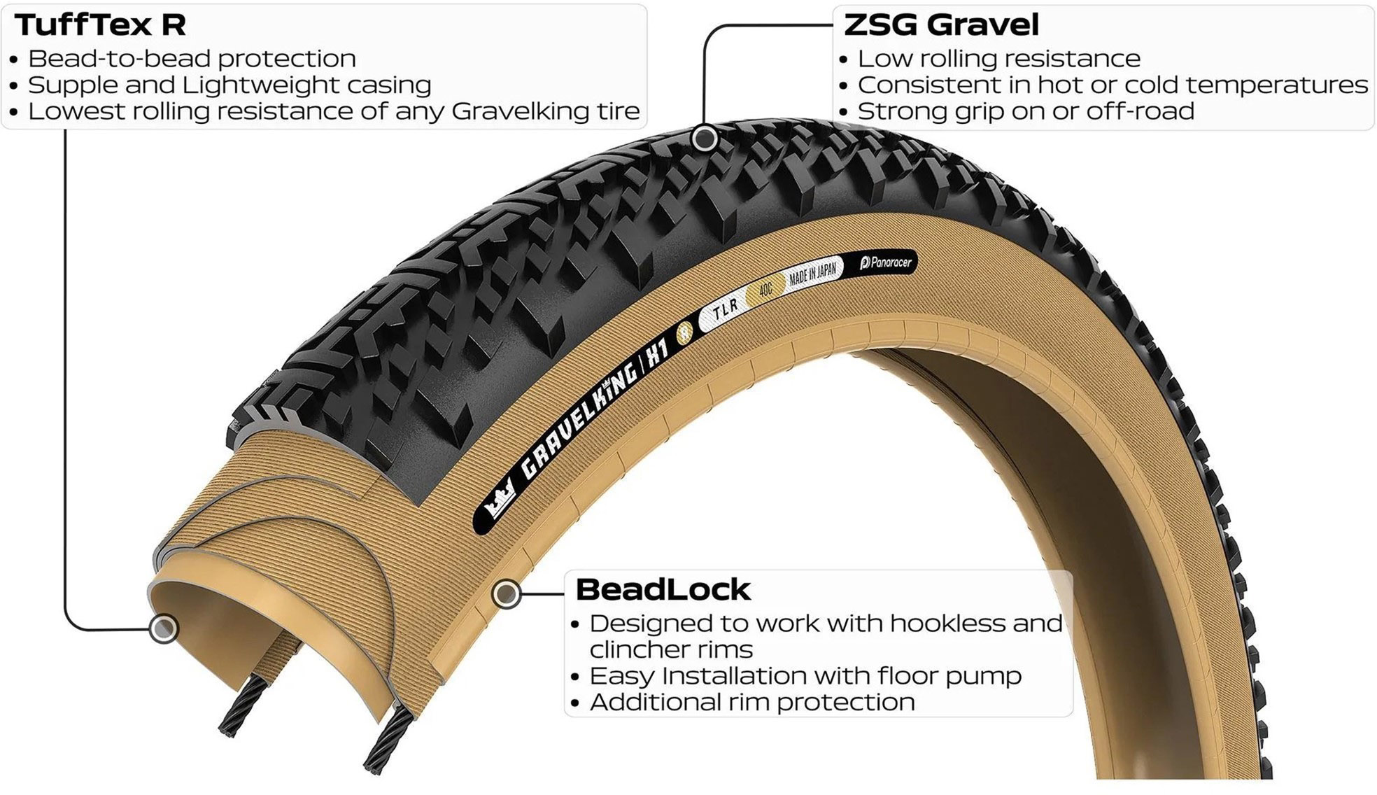 Reservedele - Cykeldæk - Panaracer GravelKing X1 R Foldedæk 700x35c/45c - Sort/Amber