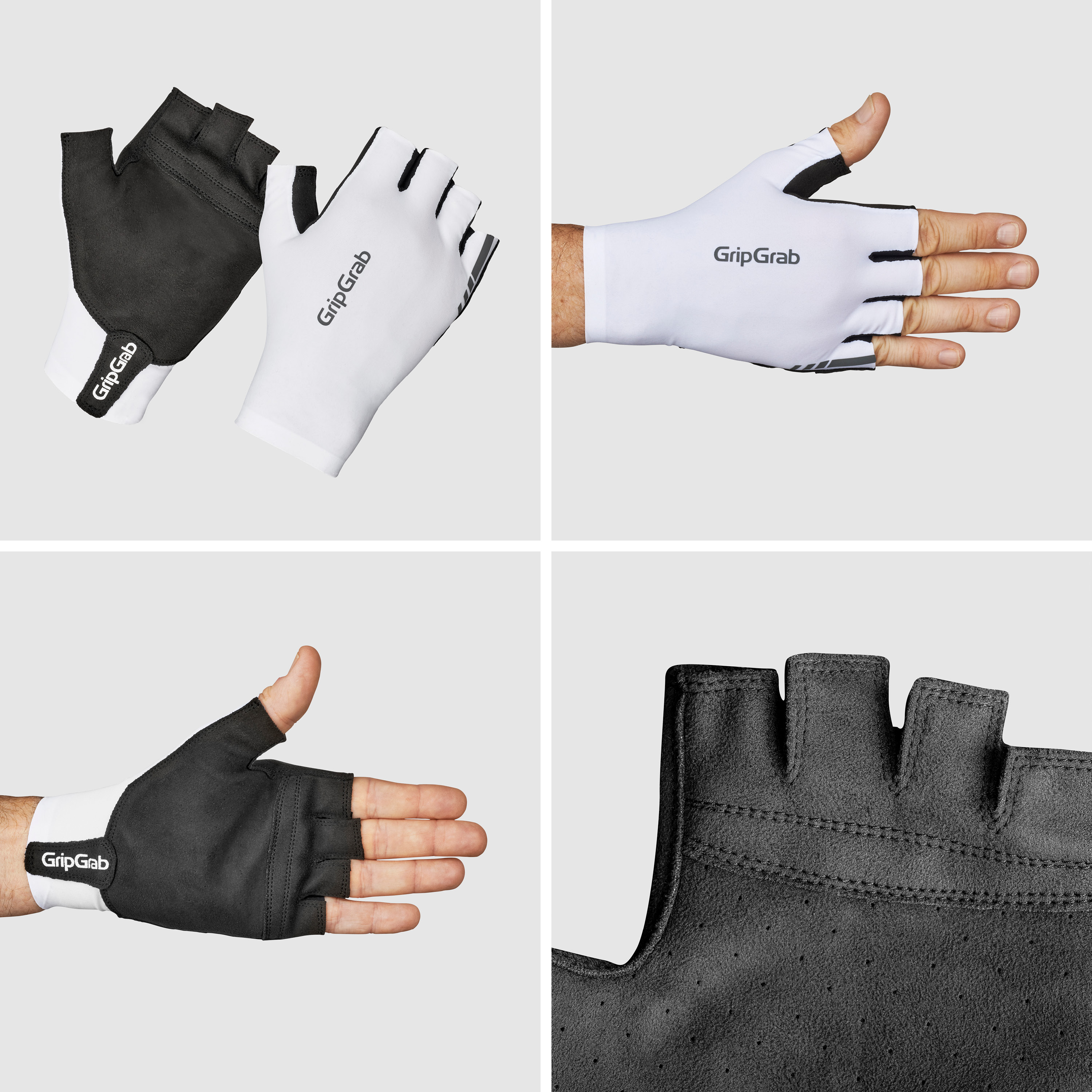 Beklædning - Cykelhandsker - GripGrab Faststream Aero Handsker Kortfingrede - White