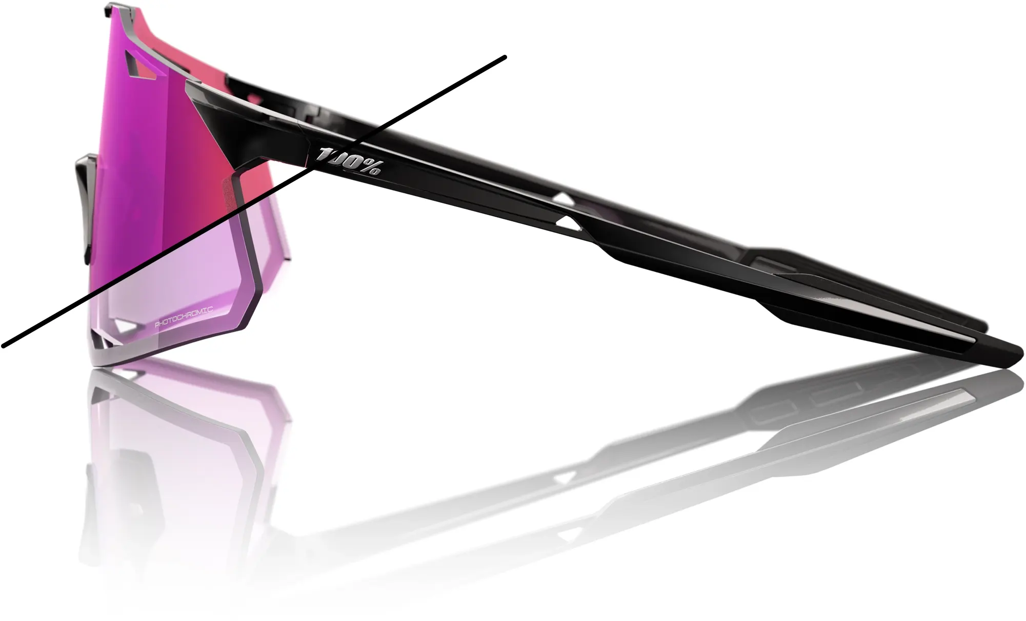 Beklædning - Cykelbriller - 100% HYPERCRAFT - Gloss Black - Photochromic Purple Mirror