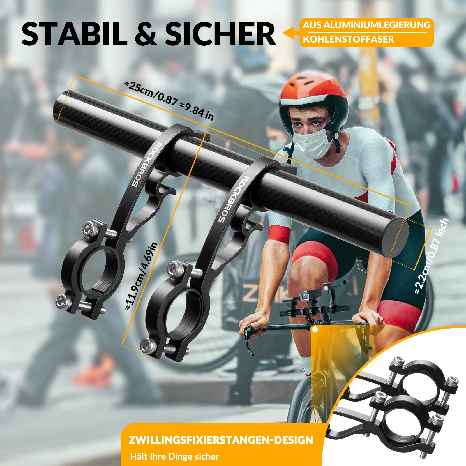 Tilbehør - Mobilholdere - RockBros Styrforlænger 25 cm til 20-32mm Styr