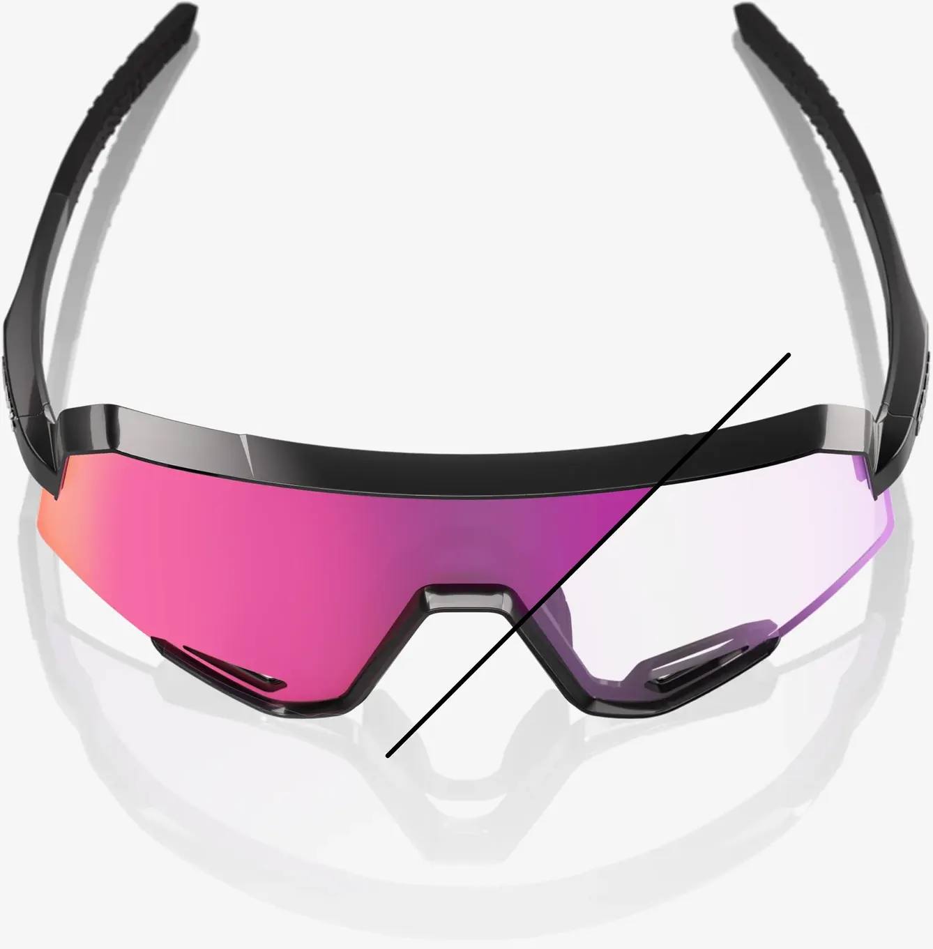 Beklædning - Cykelbriller - 100% SLENDALE - Gloss Black - Photochromic Purple Mirror
