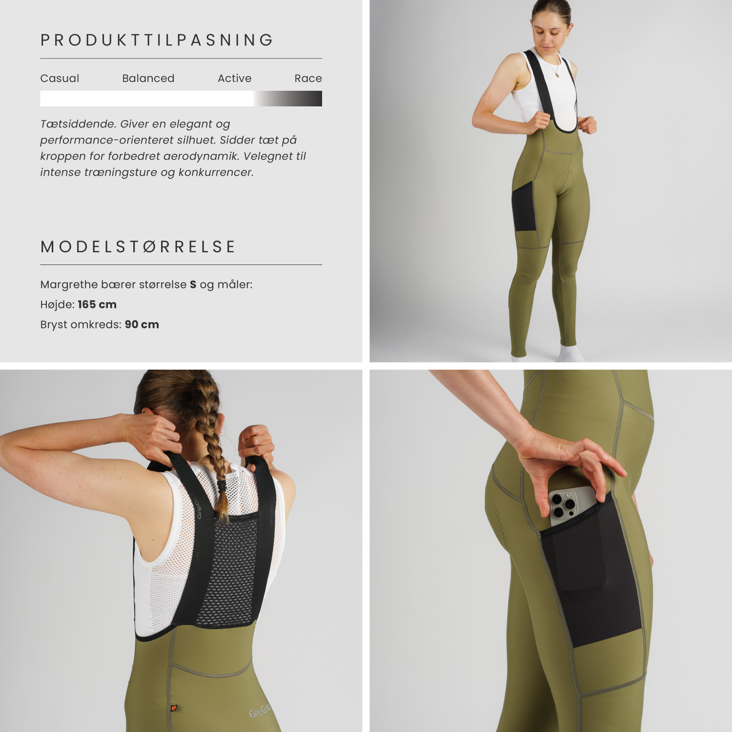 Beklædning - Cykelbukser - GripGrab PACR Thermo bibtights til damer - Olive Green