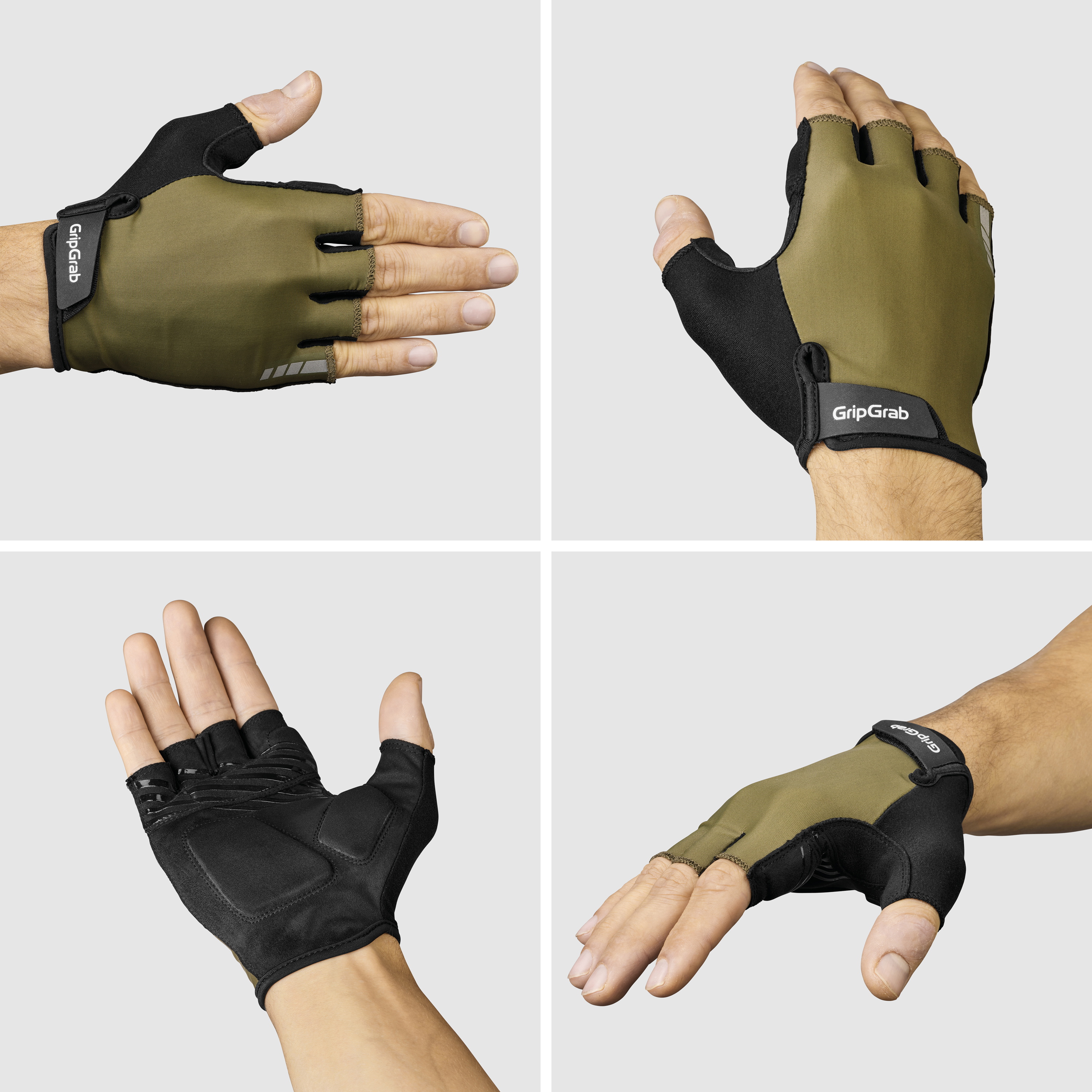 Beklædning - Cykelhandsker - GripGrab RIDE Polstret Kortfingret Sommerhandsker - Olive Green