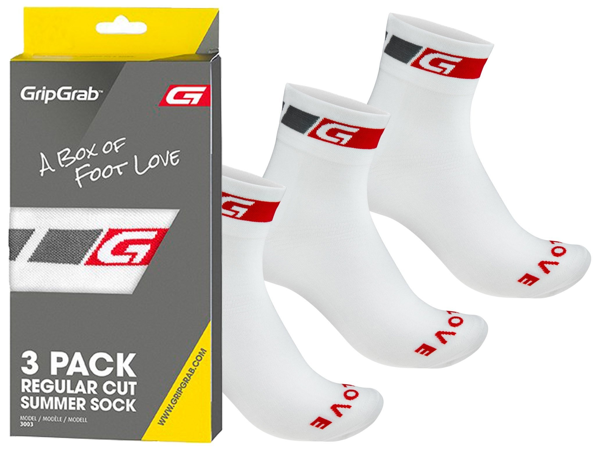 Gripgrab 3-Pack Regular Cut Summer Sock, Hvid