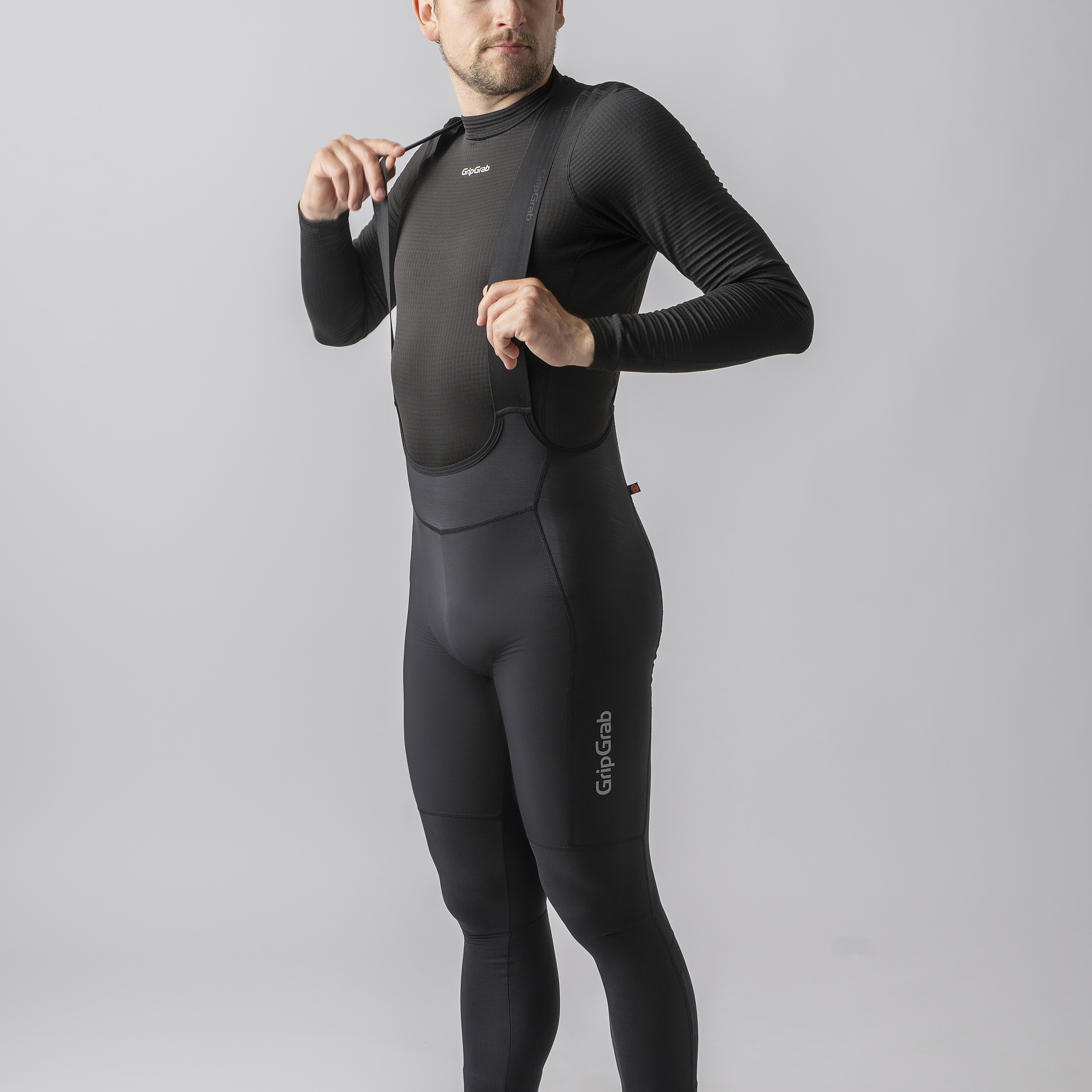 Beklædning - Cykelbukser - GripGrab PACR Thermo bibtights u. pude - Black