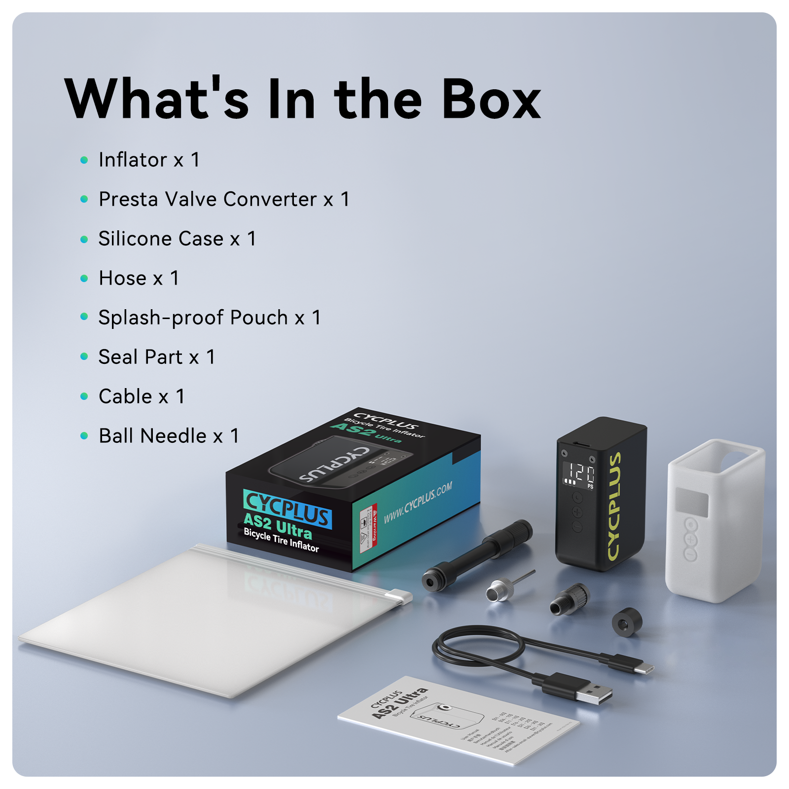 Tilbehør - Cykelpumper - Cycplus AS2 ULTRA Elektrisk cykelpumpe 87g