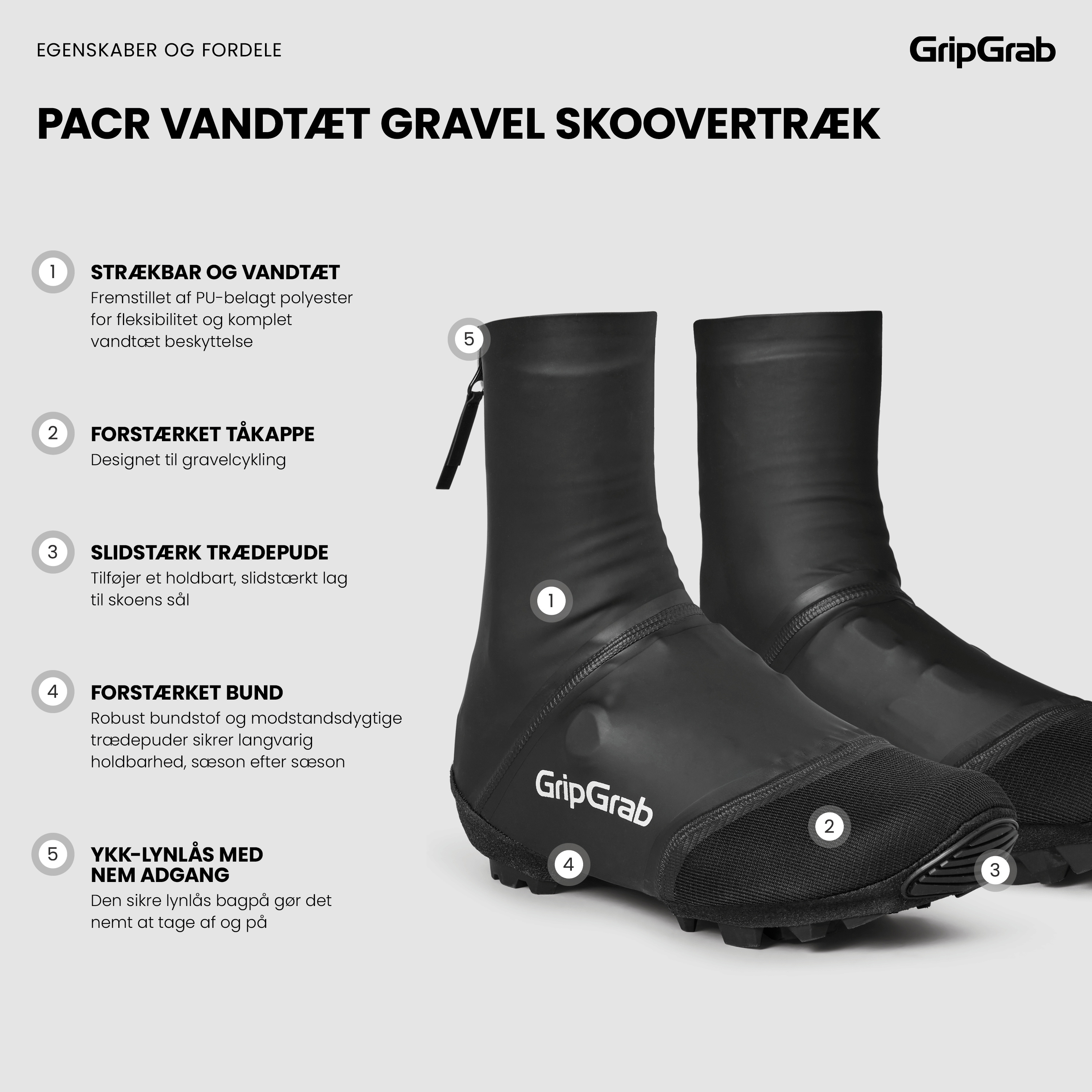 Beklædning - Skoovertræk - GripGrab PACR Vandtæt Gravel Skoovertræk - Black