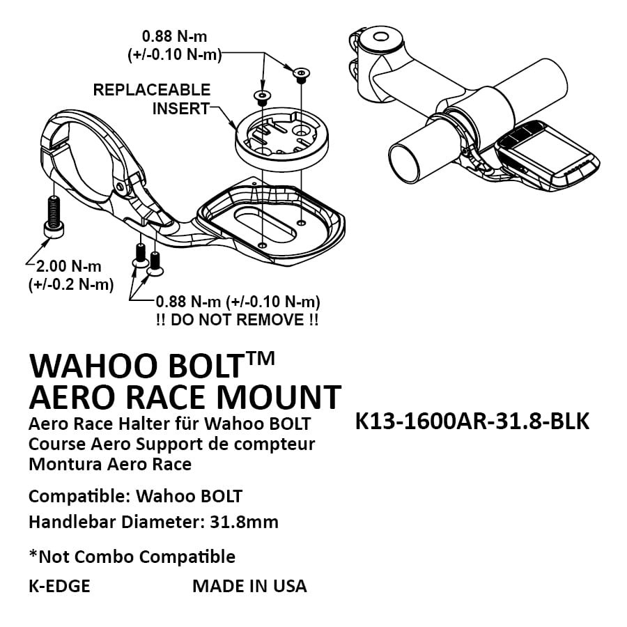 Tilbehør - Cykelcomputer & GPS - K-EDGE Aero Race Mount til Wahoo BOLT