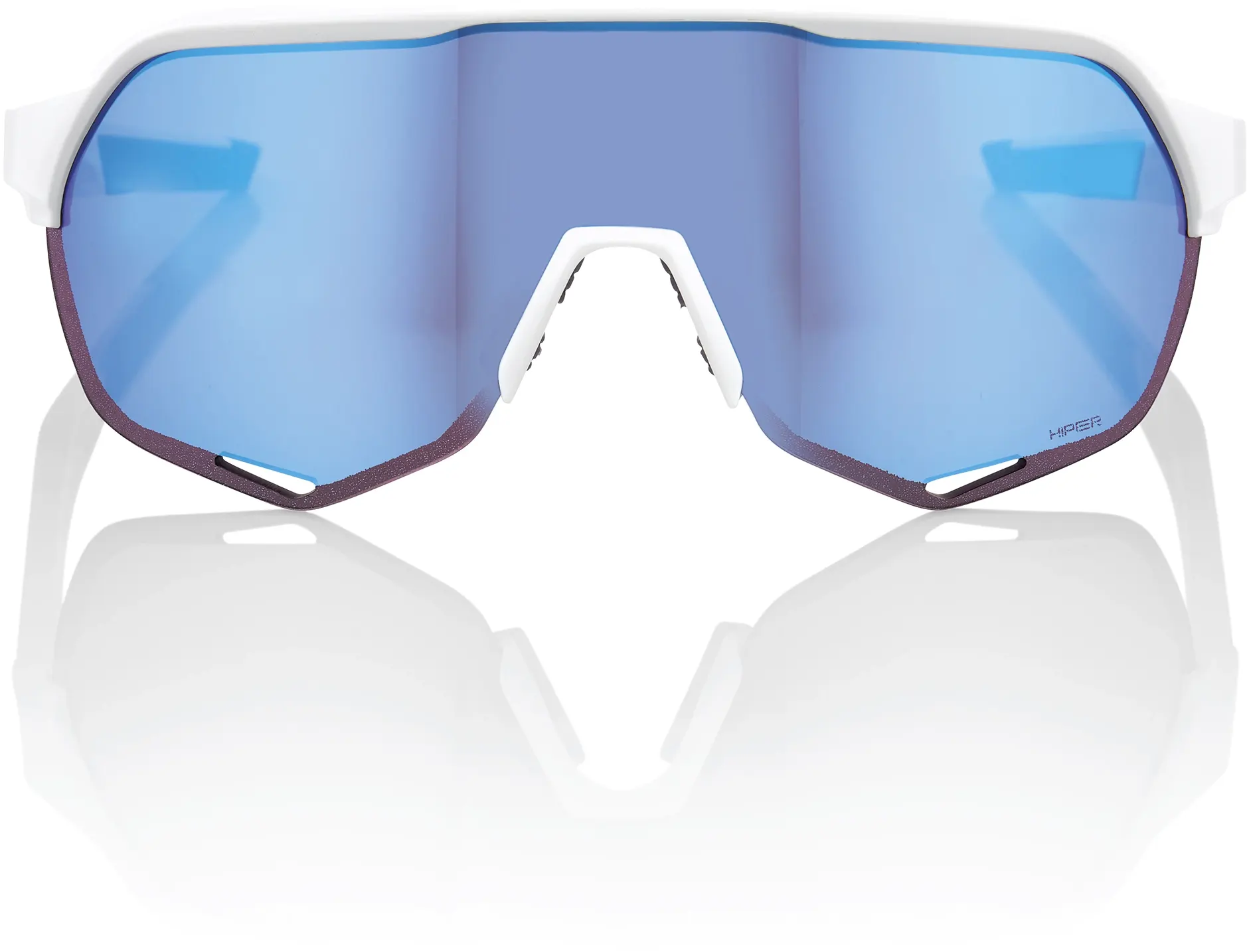 Beklædning - Cykelbriller - 100% S2 - Matte White - HiPER Blue Multilayer Mirror Lens