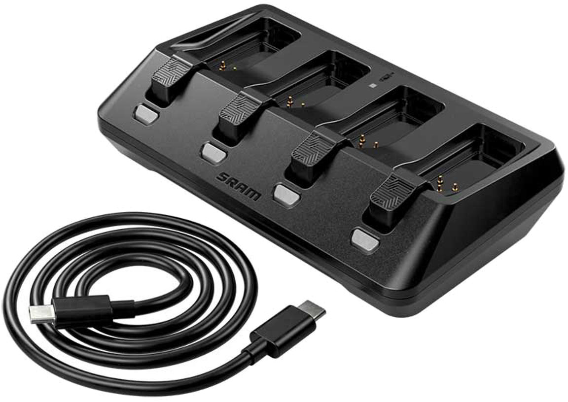 SRAM AXS/eTap 4-port batterioplader – USB‑C, inkl. kabel
