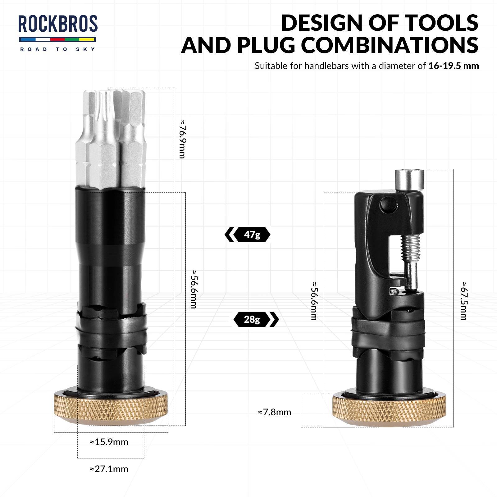 Tilbehør - Værktøj - RockBros Styrprop Multitool 6-i-1 m. Kædeskiller