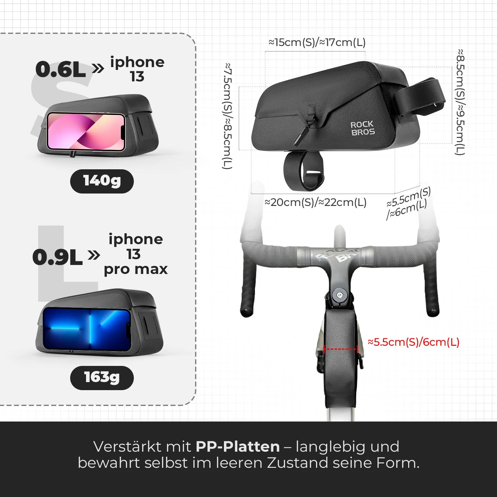 Tilbehør - Cykeltasker - RockBros Magnetisk Overrørstaske - Black