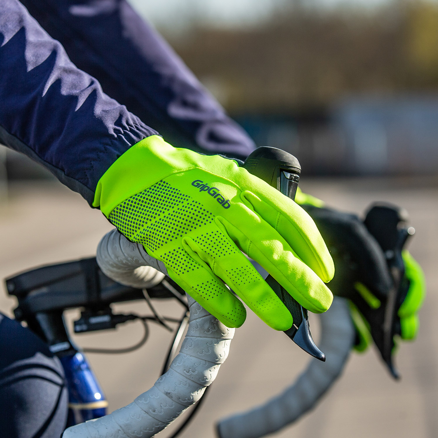 Beklædning - Cykelhandsker - GripGrab Ride Hi-Vis Vindtæt Overgangshandske - Hi-Vis Gul
