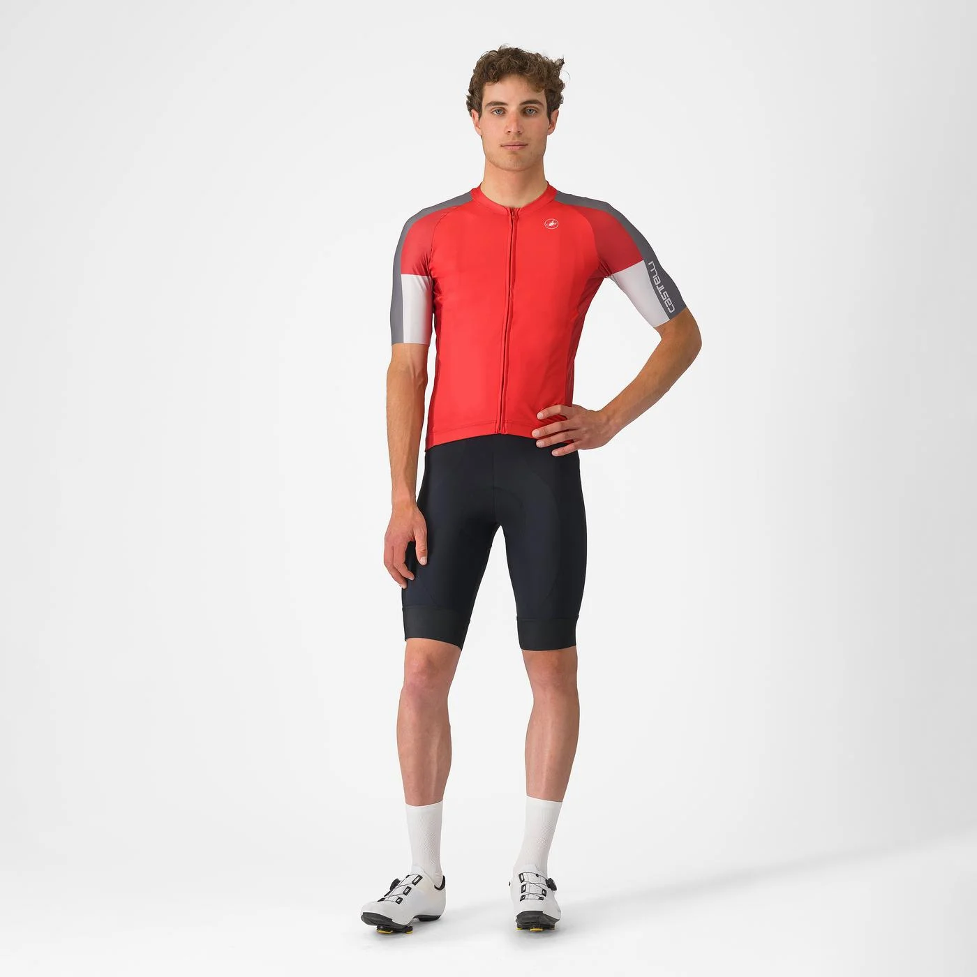 Beklædning - Cykeltrøjer - Castelli ENTRATA 6 Jersey - Red/Smoky Gray-Silver