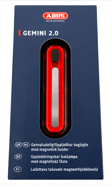 Tilbehør - Cykellygter - Abus Gemini 2.0 Baglygte 100 lumen m. Magnetholder