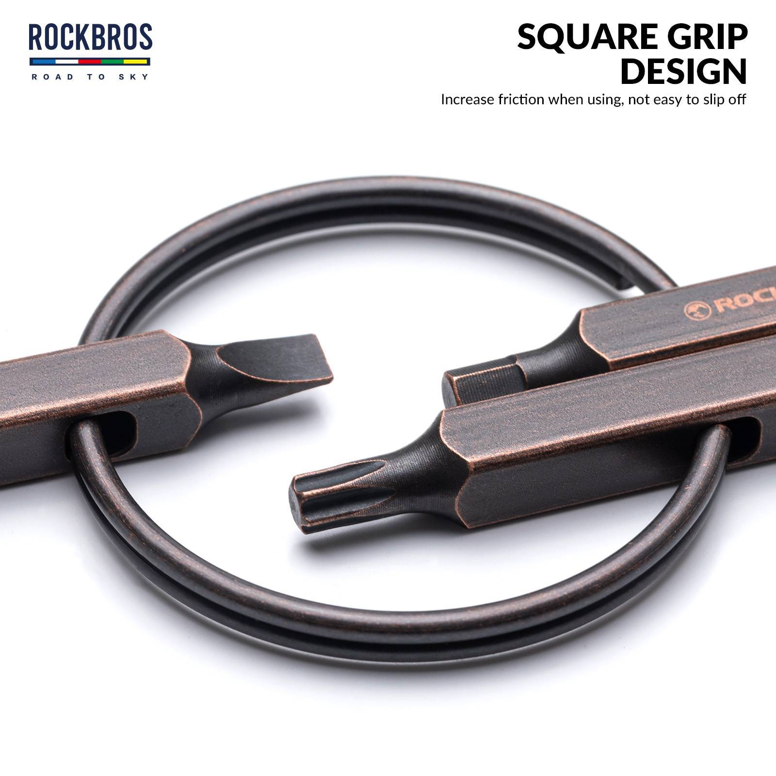 Tilbehør - Værktøj - RockBros Vintage Nøglering Multitool 6-i-1