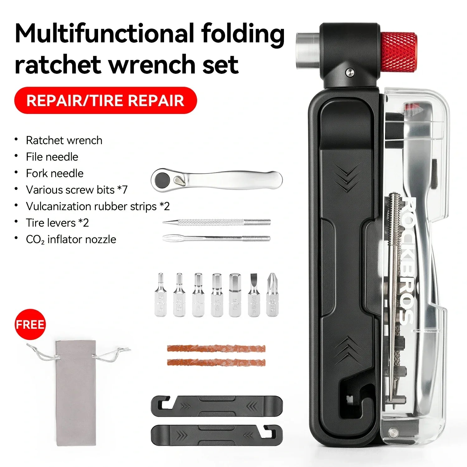 Tilbehør - Værktøj - RockBros Mini Skralde Multitool 15-i-1