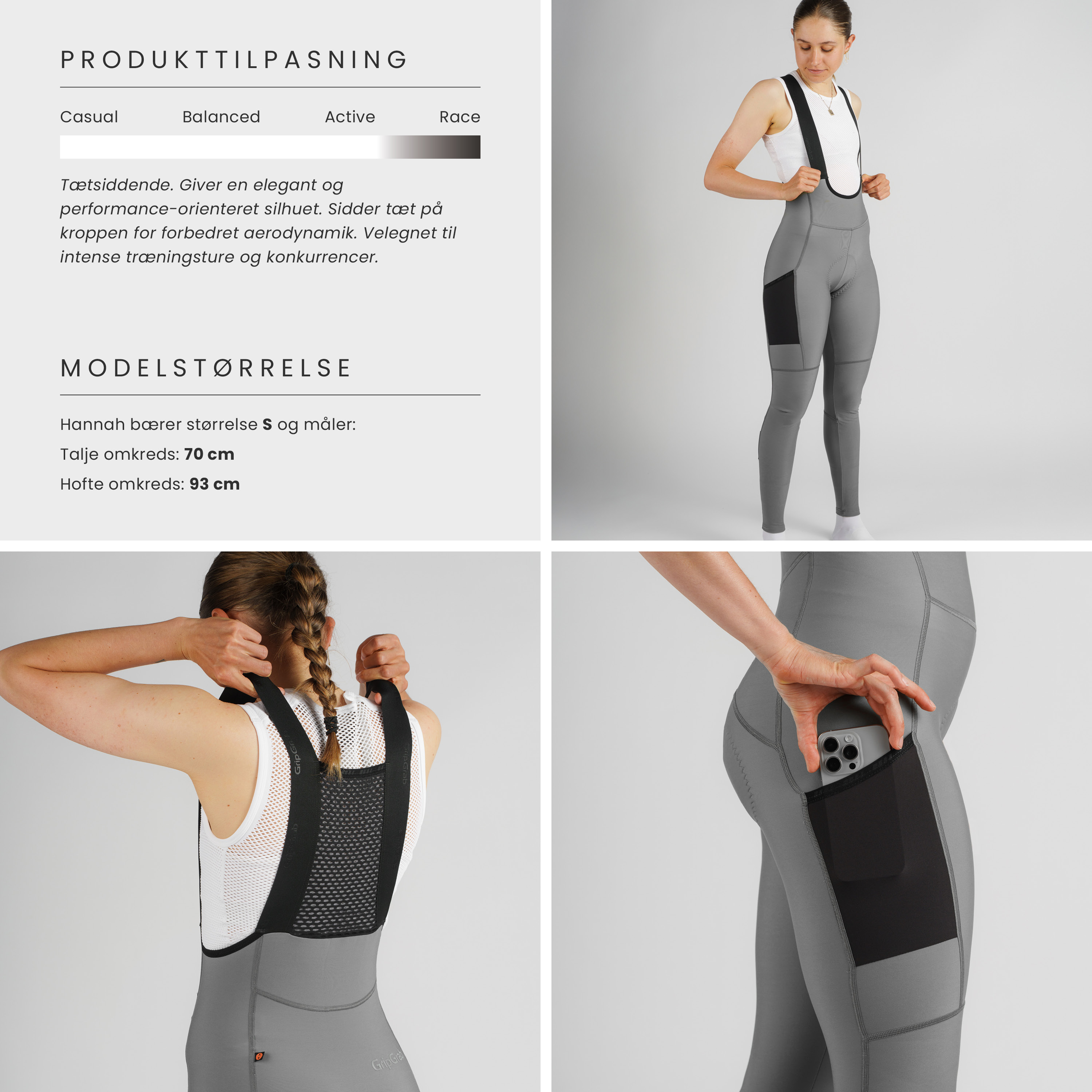 Beklædning - Cykelbukser - GripGrab PACR Thermo bibtights til damer - Grey